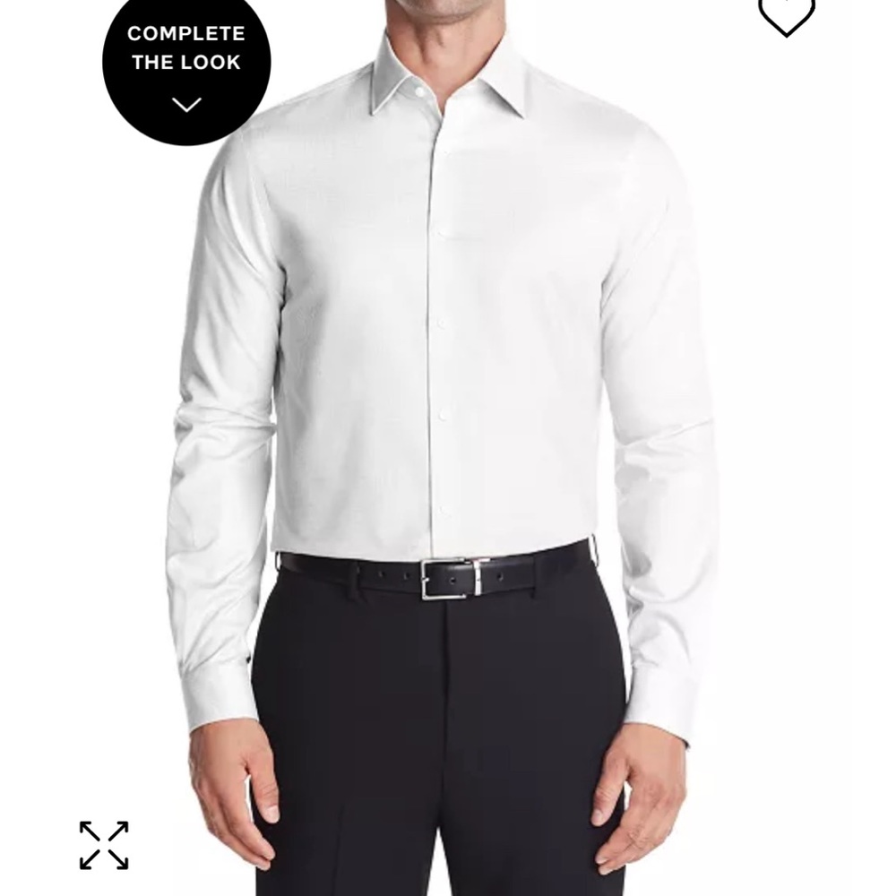 Michael Kors Airsoft Stretch Regular Fit White Long Sleeve Button Down